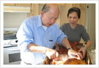 Carving the roast pig